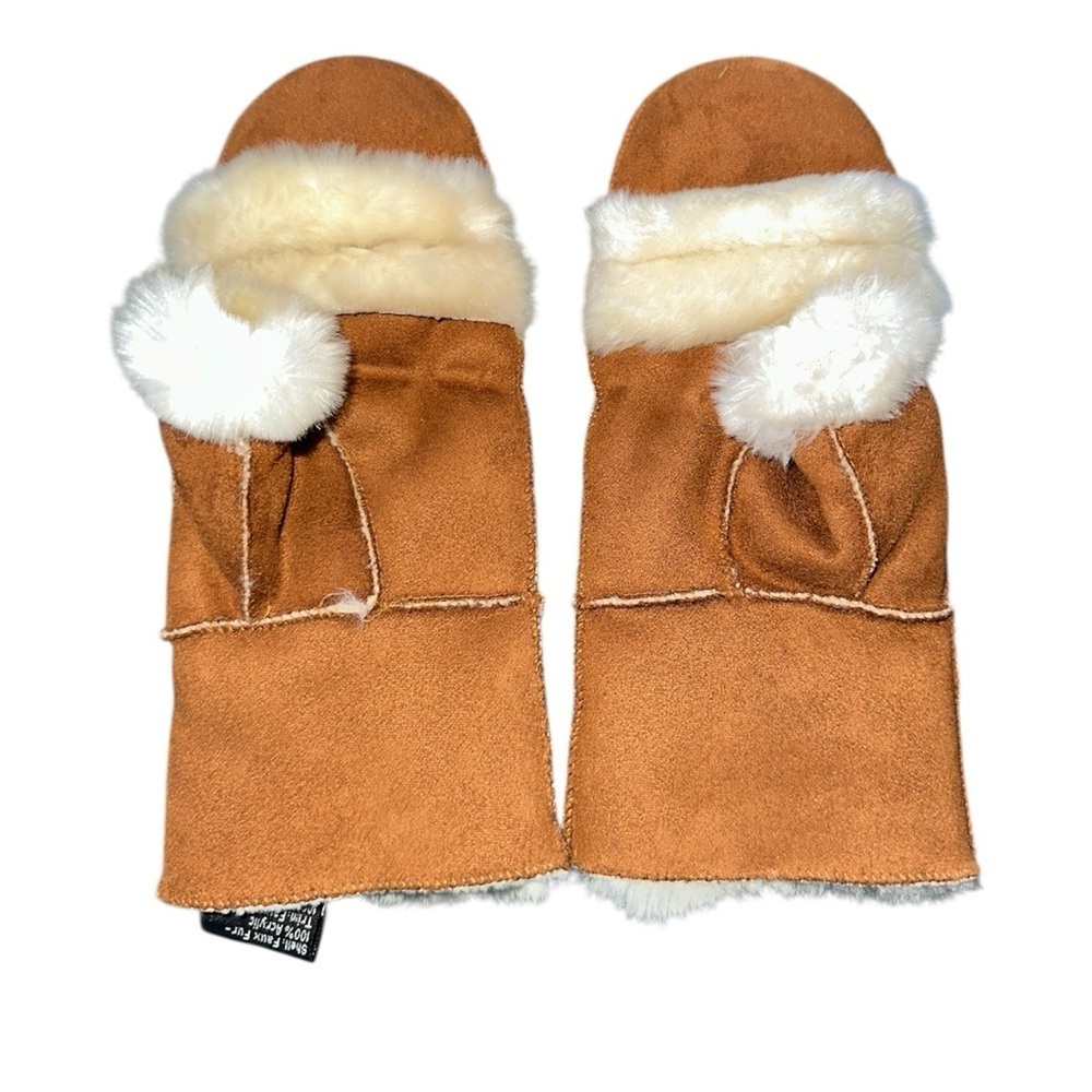Surell Brown Faux Fur flip Top Mitten medium